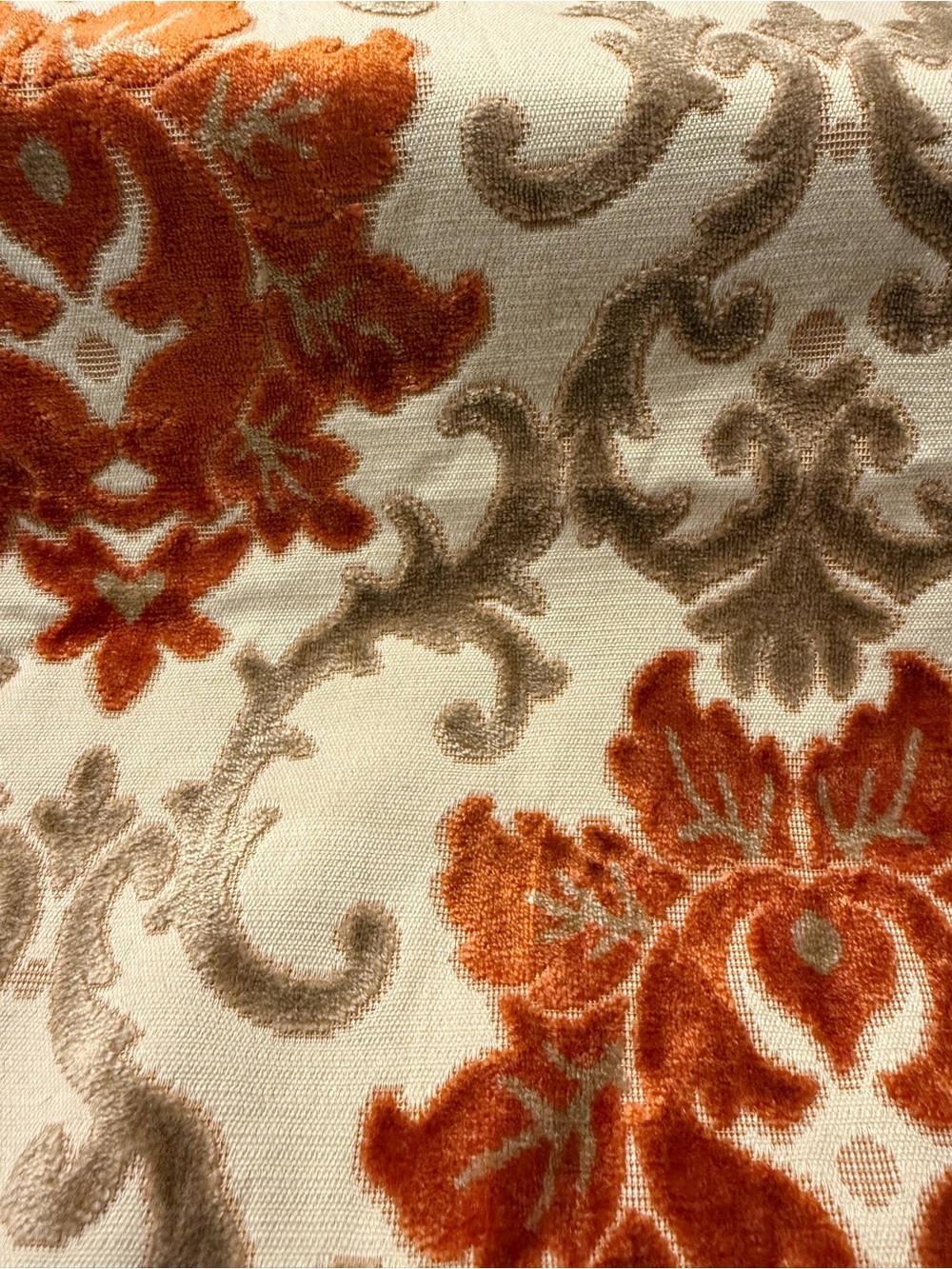 Homey Cozy Set of 3 Luxury 23” x 23” Burnt Orange Damask Pillow Covers - Picture 7 of 9